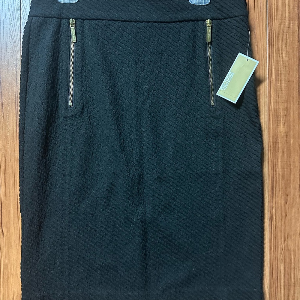 Michael Kors Black Pencil Skirt with Gold Zippers